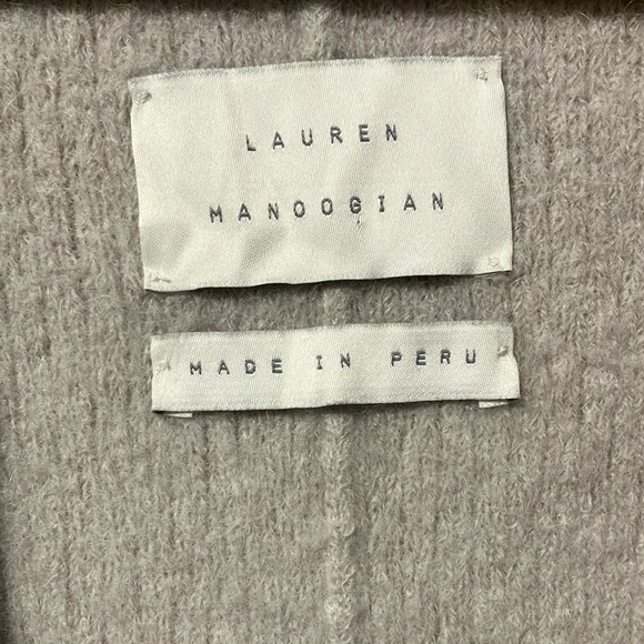 Lauren Manoogian Cream Light Gray Open Front Pockets Vest Cardigan - Picture 2 of 6